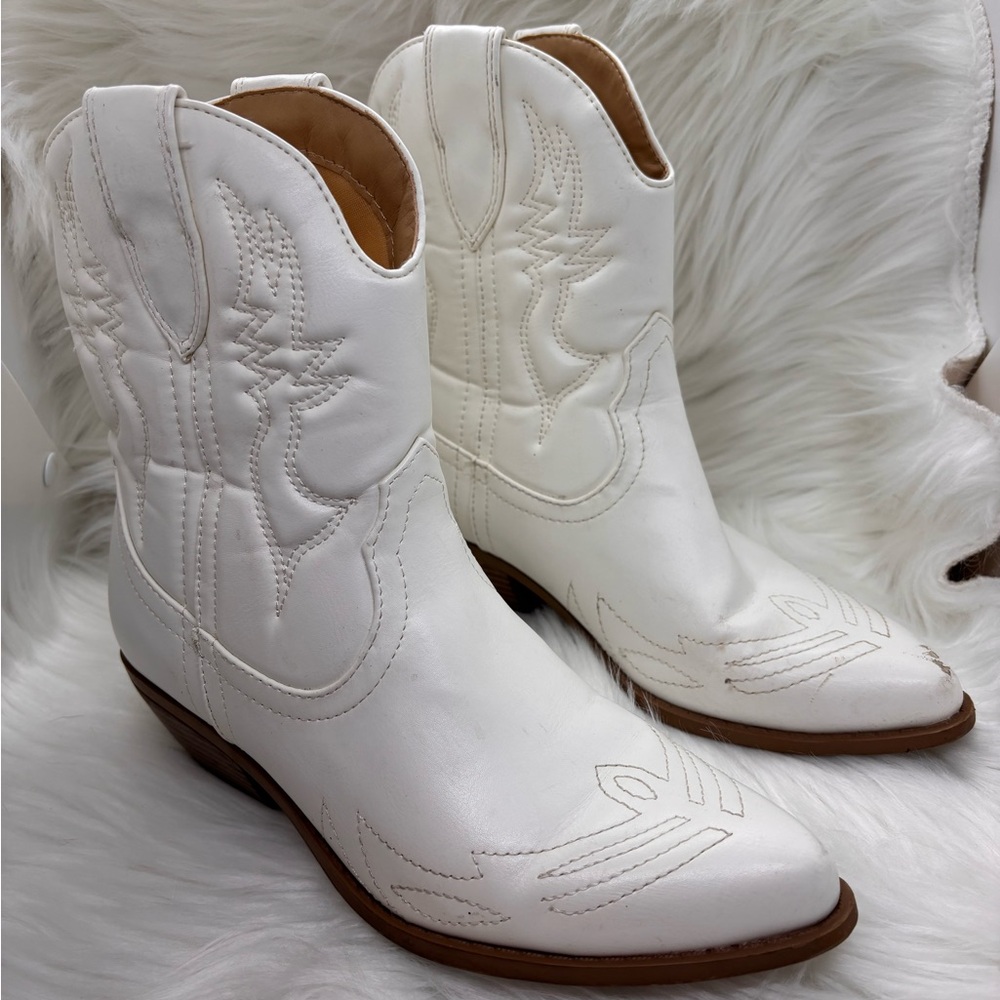 White Western Ankle Boots